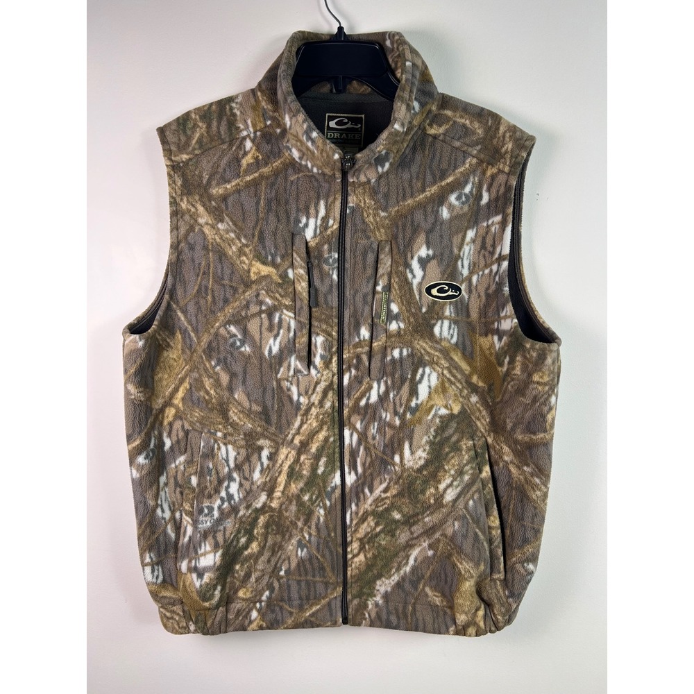 Drake Waterfowl Systems Camouflage Fleece Vest Full Zip Men Sz XL‎